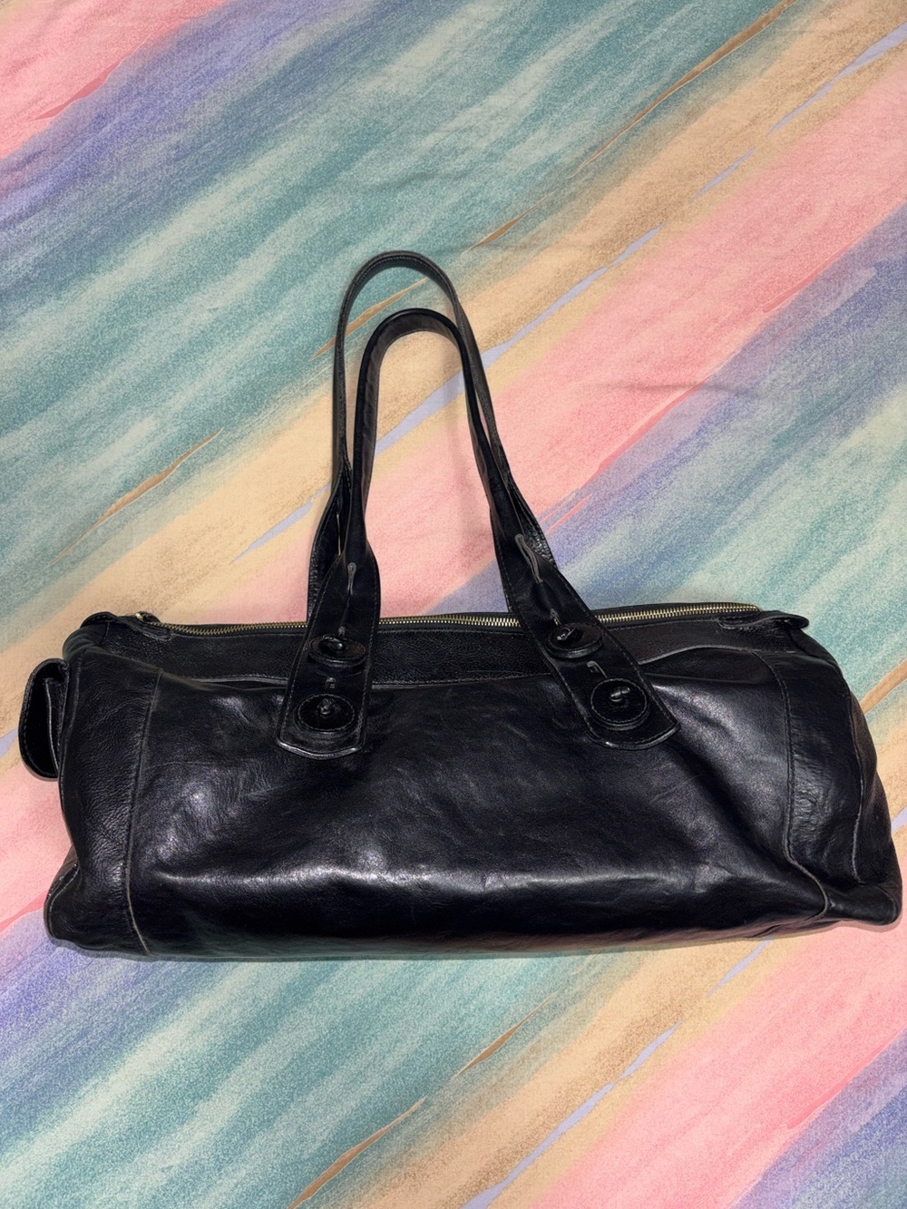 Barney’s New York Black Leather Duffle Bag
